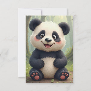 Ein Panda auf einem Felsen ist von Blume umgeben RSVP Karte
