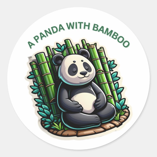 Ein Panda mit Bambus Runder Aufkleber (Vorderseite)