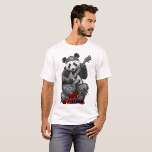 Ein Panda sagt: Rock ist Freiheit auf Schwarz T-Shirt