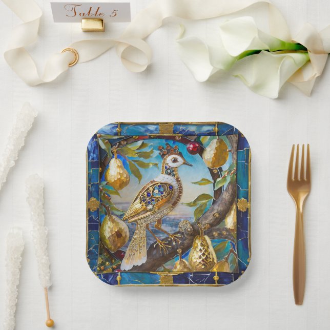 Ein Partridge in einem Birnenbaum Pappteller (Hochzeit)