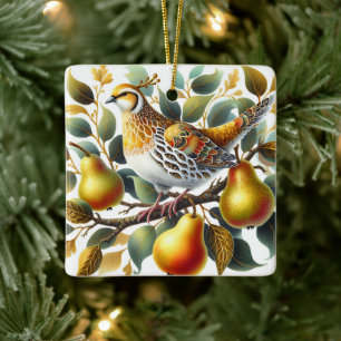 Ein Partridge in einem Birnenbaum Personalisierte Keramikornament