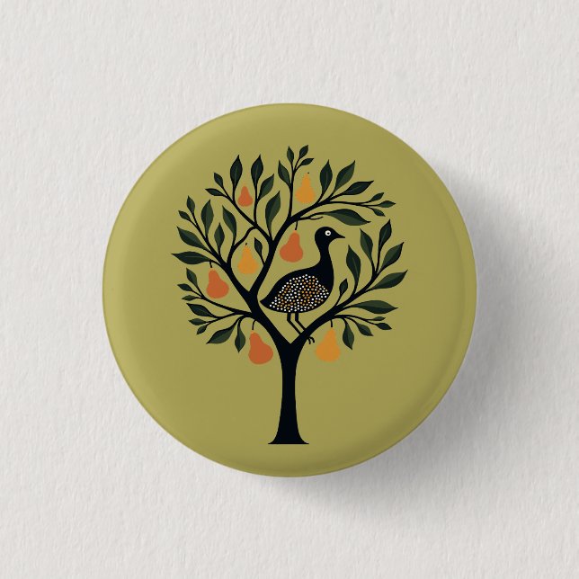 Ein Partridge in einem Pear Tree Cut-Out Stencil R Button (Vorderseite)