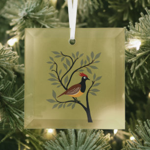 Ein Partridge in einem Pear Tree Cut-Out Stencil R Ornament Aus Glas