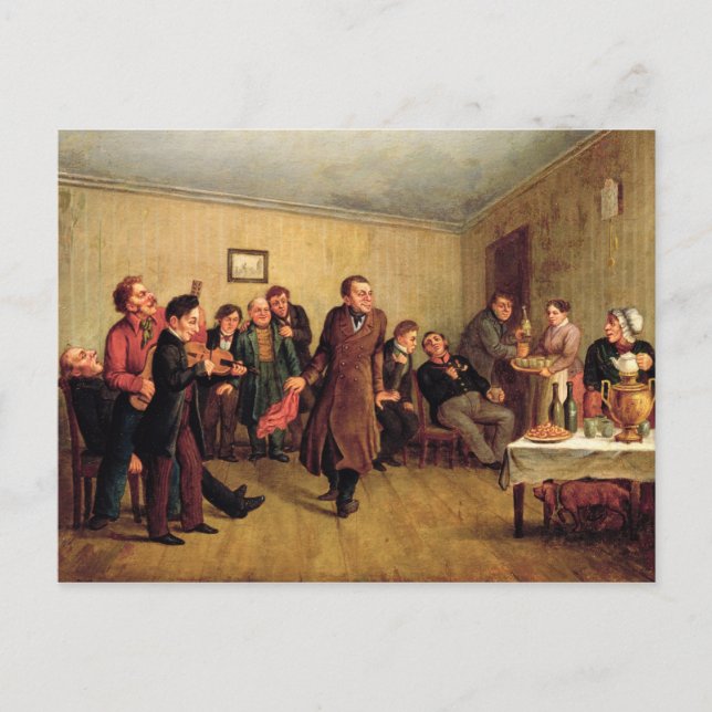 Ein Party für den Abend eines Händlers Einladungspostkarte (Vorderseite)