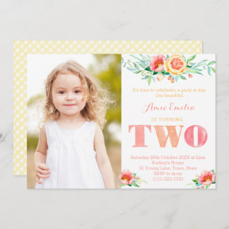 Ein Party ist für Girl da, das zwei, den 2. Geburt Einladung