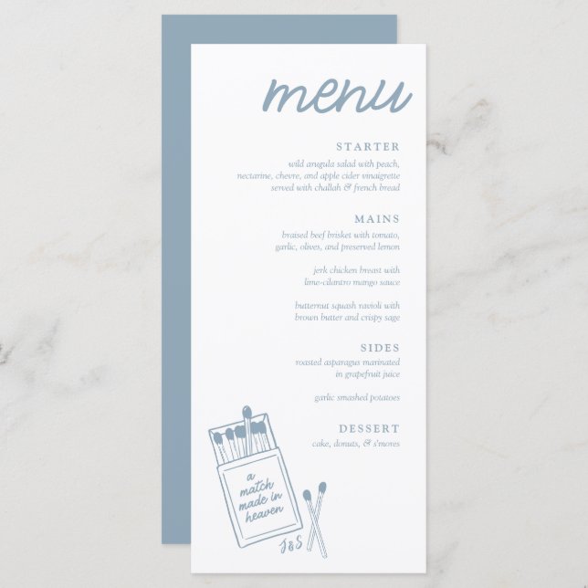 Ein passendes Abendmenü für Hochzeiten im Himmel Menükarte (Vorne/Hinten)