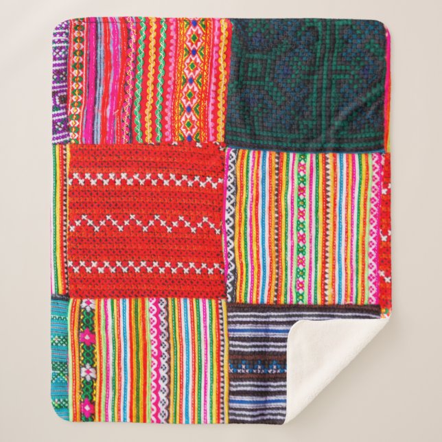 ein Patchwork-Steppdecke im asiatischen Stil Sherpadecke (Vorderseite)