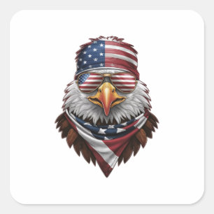 Ein patriotischer Glatzadler Quadratischer Aufkleber