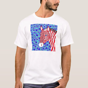 Ein patriotischer Zebra-roter weiße und blaue T-Shirt