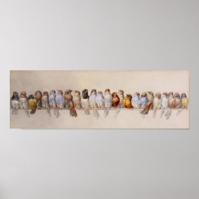 Ein Perch von Vögeln (1880) Hector Giacomelli Voll Poster (Vorne)