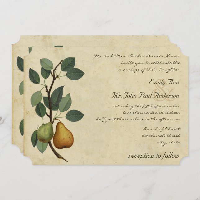 Ein perfekter Birnenhaargarten, Stall, Bauernhochz Einladung (Vorne/Hinten)