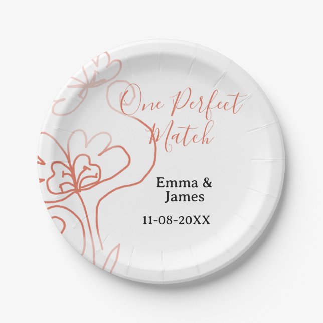 Ein perfektes Paar Terrakotta Hochzeitspaar Name f Pappteller (Vorderseite)