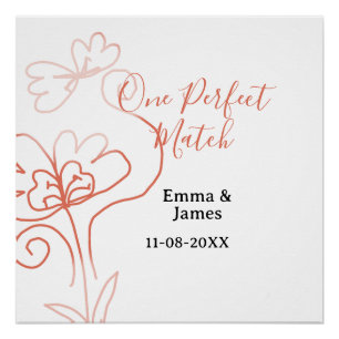 Ein perfektes Terrakotta-Hochzeitspaar mit Namen f Poster