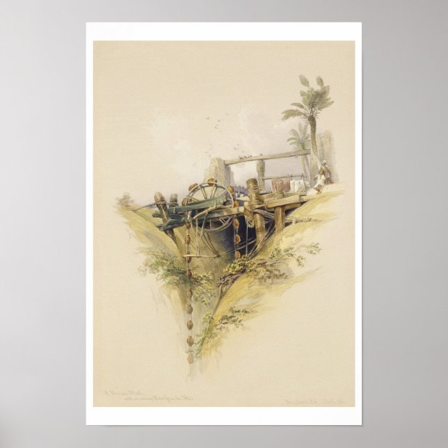 Ein Persisches Wasserrad, das zur Wasseraufbereitu Poster (Vorne)