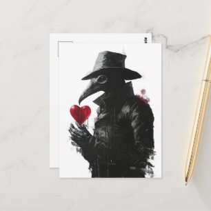 Ein Pestdoktor mit Horror-Kunst des Herzens Postkarte