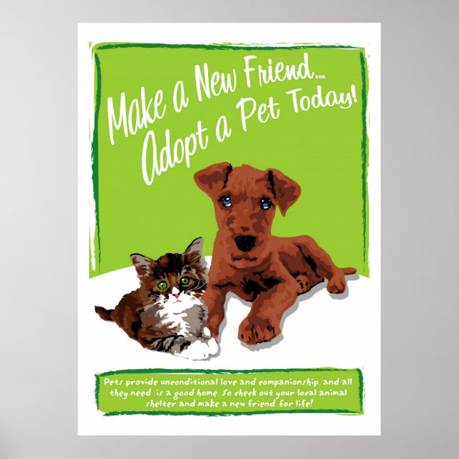 Ein Pet-Poster adoptiert Poster (Vorne)