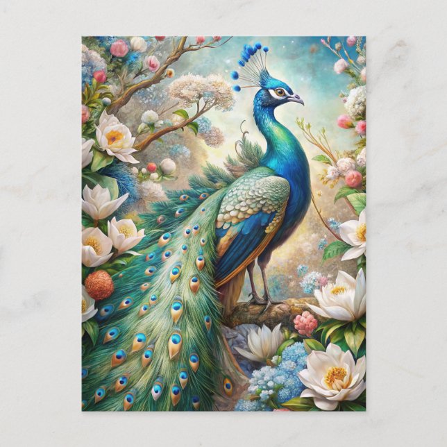 Ein Pfau Postkarte (Vorderseite)