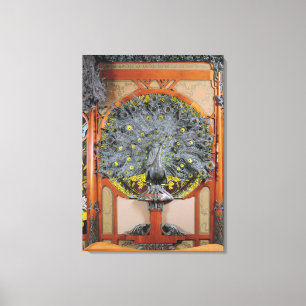 Ein Pfau von der zentralen Platte eines Leinwanddruck