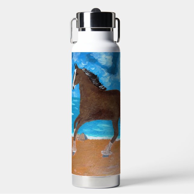 Ein Pferd am Strand  Trinkflasche (Vorderseite)