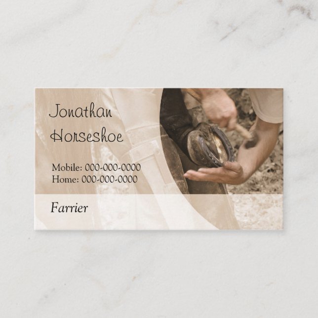 Ein Pferd, mit einer leeren Rückseite beschuhen Visitenkarte (Vorderseite)