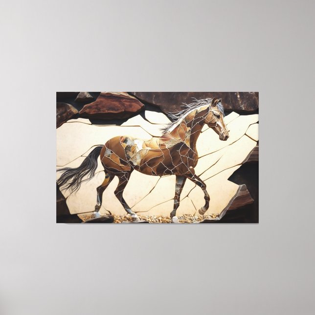 Ein Pferd Stehend auf den Felsen Leinwand drucken (Vorderseite)