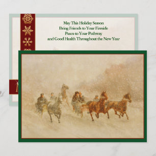 Ein Pferderennen Open-Sleigh-Rennen Vintag individ Feiertagskarte