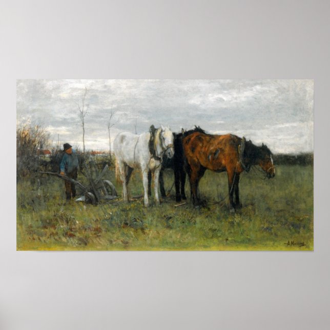 Ein pflügender Bauer Poster (Vorne)