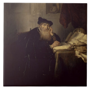 Ein Philosoph, 1635 (Öl auf Platte) Fliese
