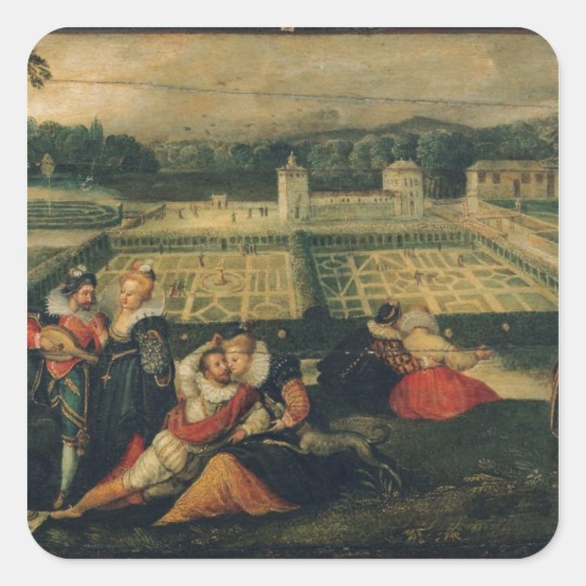 Ein Picnic im Park Quadratischer Aufkleber (Vorderseite)