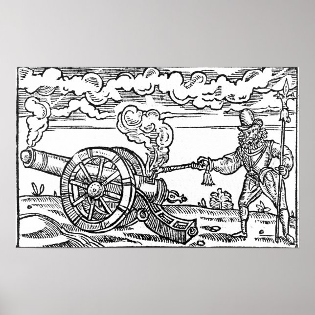 Ein Pikeman, der eine Cannon leuchtet Poster (Vorne)