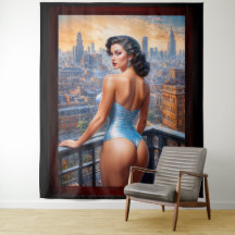 Ein Pin-Up-Mädchen Blick bei Dämmerung AI Kunst vo