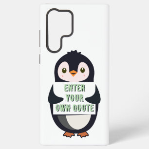 Ein Pinguin, der ein Schild mit anpassbarem Text h Samsung Galaxy Hülle