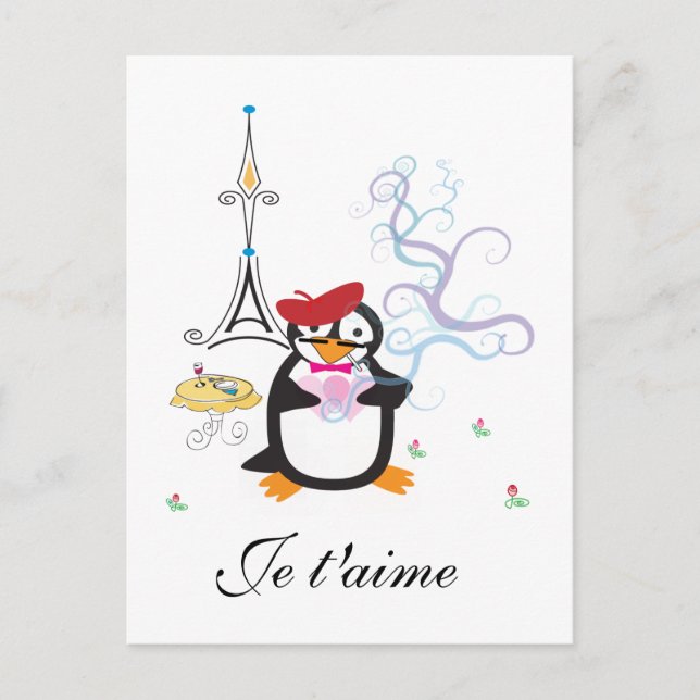 Ein Pinguin in Paris Postcard Postkarte (Vorderseite)