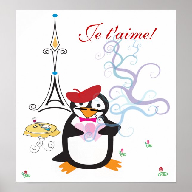 Ein Pinguin in Paris Print Poster (Vorne)