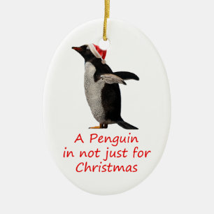 Ein Pinguin ist nicht nur zu Weihnachten Keramikornament