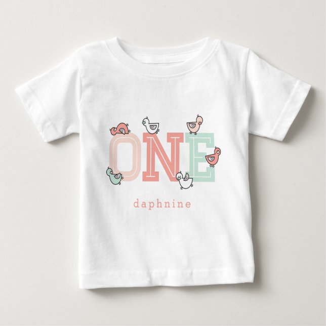 Ein Pink Whimsical Niedlich Girl Baby Ducks Duckli T-shirt (Vorderseite)