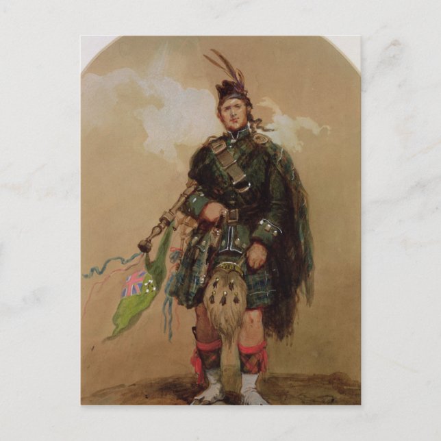 Ein Piper der 79. Highlander in Chobham Postkarte (Vorderseite)