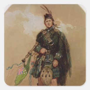 Ein Piper der 79. Highlander in Chobham Quadratischer Aufkleber