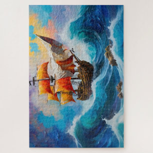 Ein Piratenschiff in einer Wasserwelle Puzzle