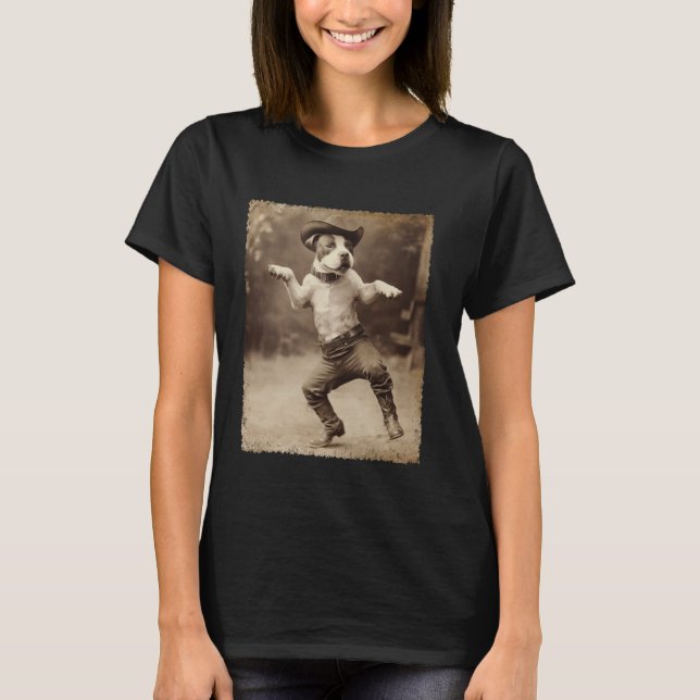 Ein Pitbull-Hund-Cowboy T-Shirt (Vorderseite)