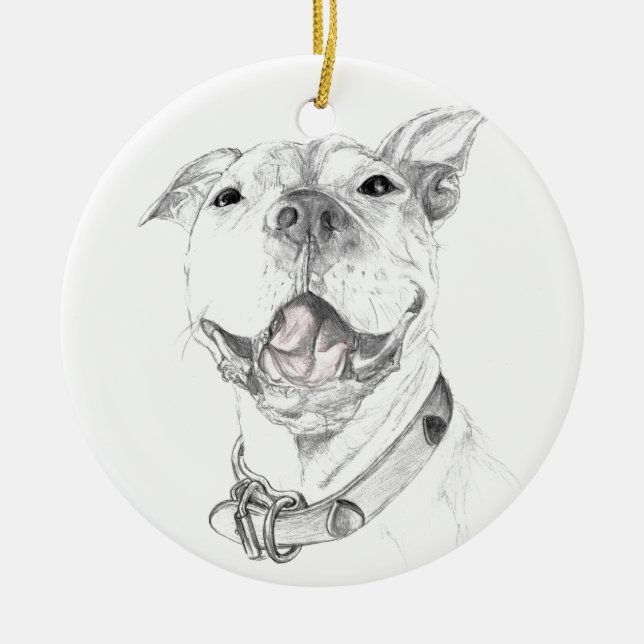 Ein Pitbull-Lächeln Keramik Ornament (Vorne)