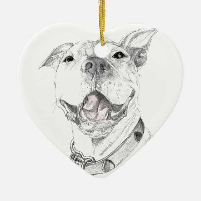 Ein Pitbull-Lächeln Keramik Ornament (Vorne)