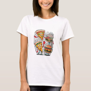 Ein Pizzasschnitt mit einem Burger. T-Shirt