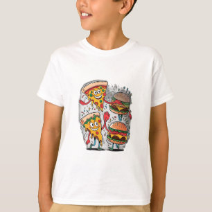 Ein Pizzasschnitt mit einem Burger. T-Shirt