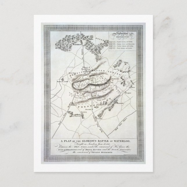 Ein Plan der glorreichen Schlacht von Waterloo (en Postkarte (Vorderseite)