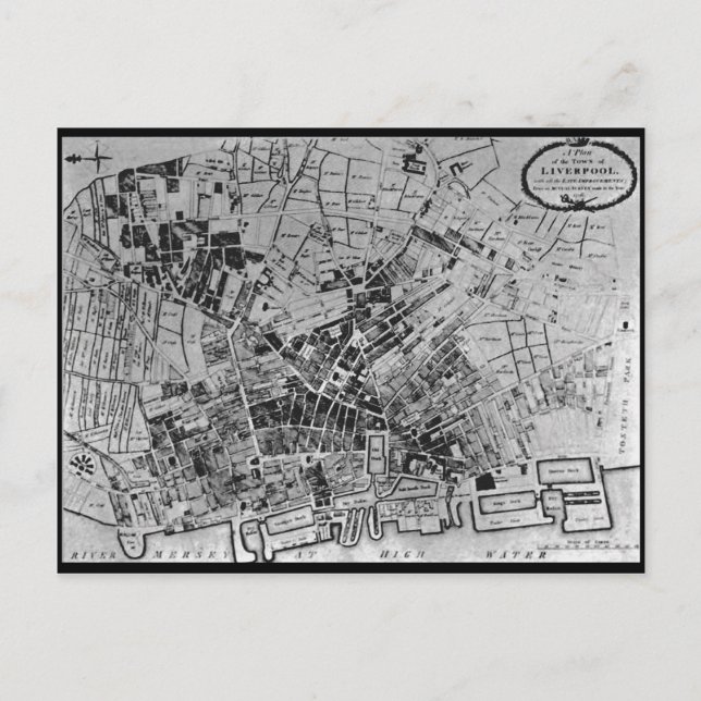 Ein Plan von Liverpool von 1796 Postkarte (Vorderseite)