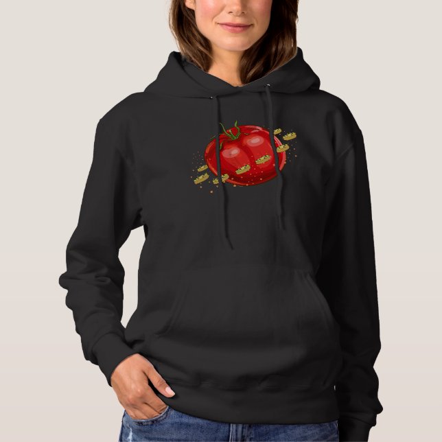 Ein Planet der Tomaten mit Pizzen um ihn herum Hoodie (Vorderseite)