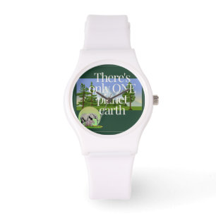 Ein Planet Erde - Sporty White Silicon Wrist Watch Armbanduhr