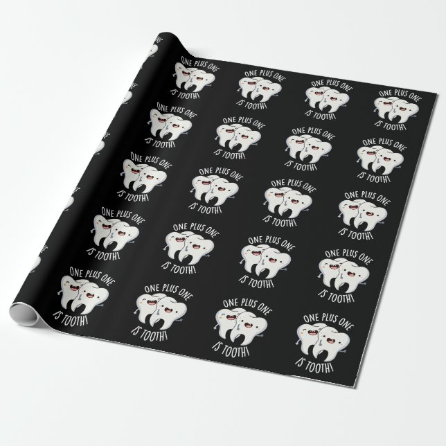 Ein Plus eins ist Zahn Funny Dental Puff Dark BG Geschenkpapier (Ungerollt)