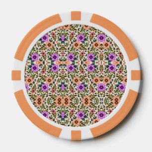 Ein Pokerchip mit einem komplizierten Blumenmuster Pokerchips